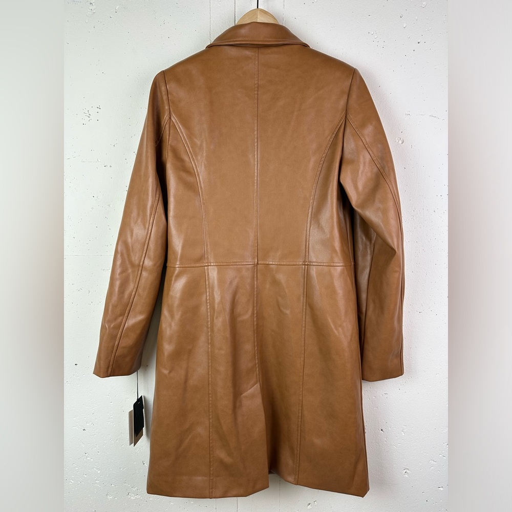 NWT Halogen Faux Leather Car Coat Cognac - Picture 3 of 9